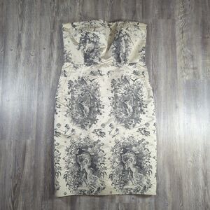 Jean Paul Gaultier Baroque Strapless Silk Dress Cherubs Cream Women's Size 14